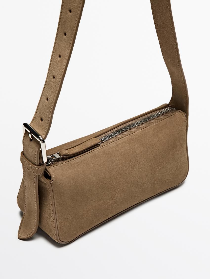 Massimo Dutti Plain Mini Leather Women Shoulder Bag Brown | US-TR9185706