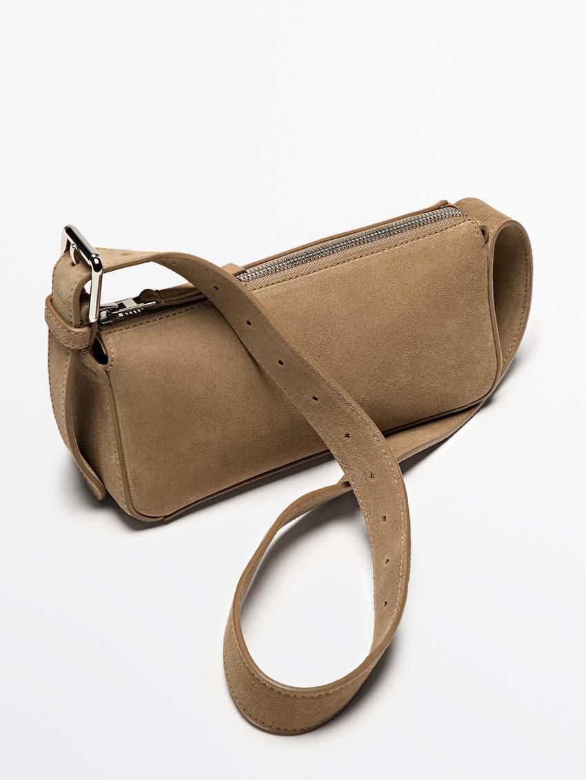 Massimo Dutti Plain Mini Leather Women Shoulder Bag Brown | US-TR9185706
