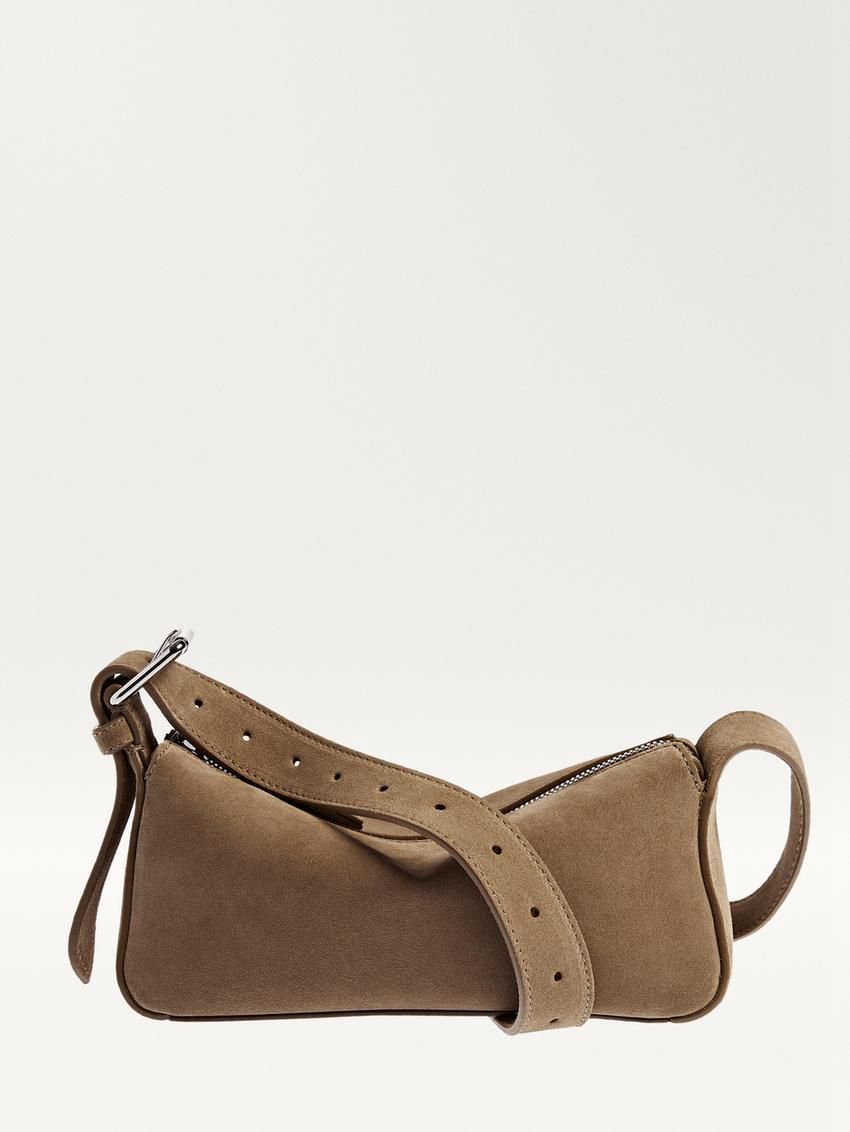 Massimo Dutti Plain Mini Leather Women Shoulder Bag Brown | US-TR9185706