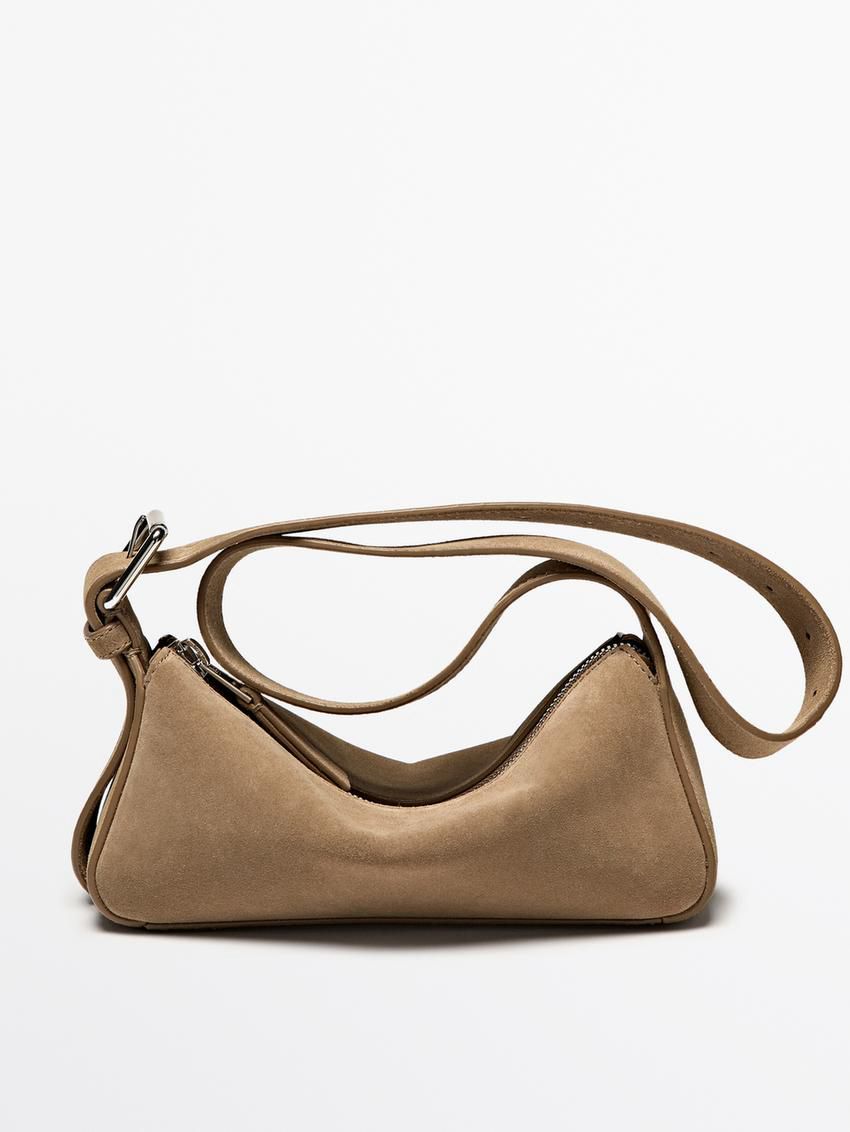 Massimo Dutti Plain Mini Leather Women Shoulder Bag Brown | US-TR9185706