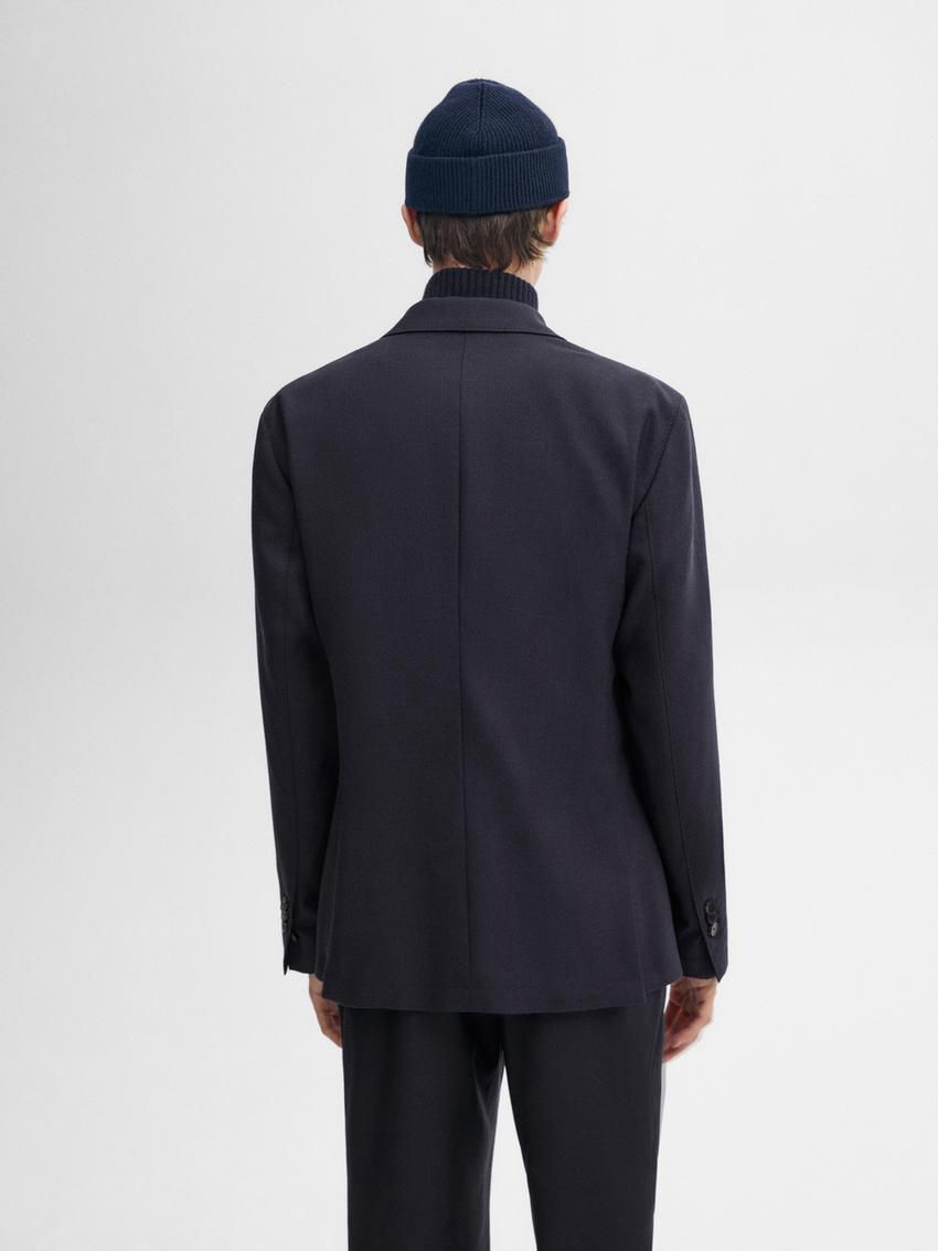 Massimo Dutti Plain Wool Men Blazer Navy | US-CG3728956