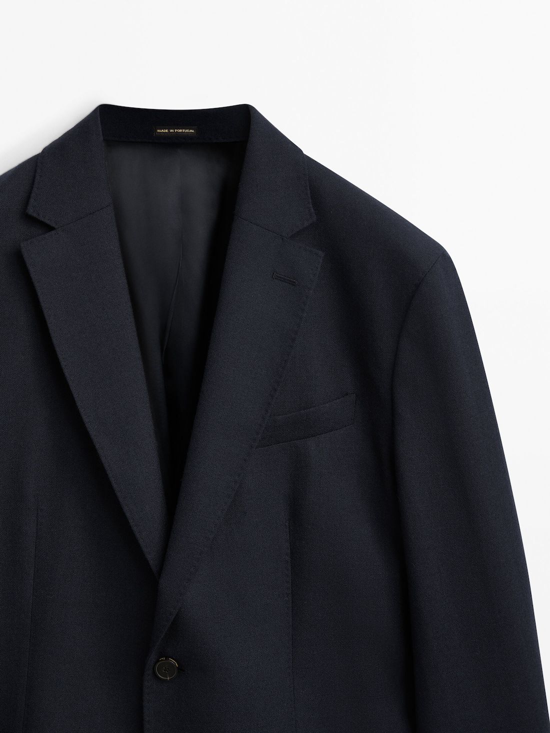 Massimo Dutti Plain Wool Men Blazer Navy | US-CG3728956