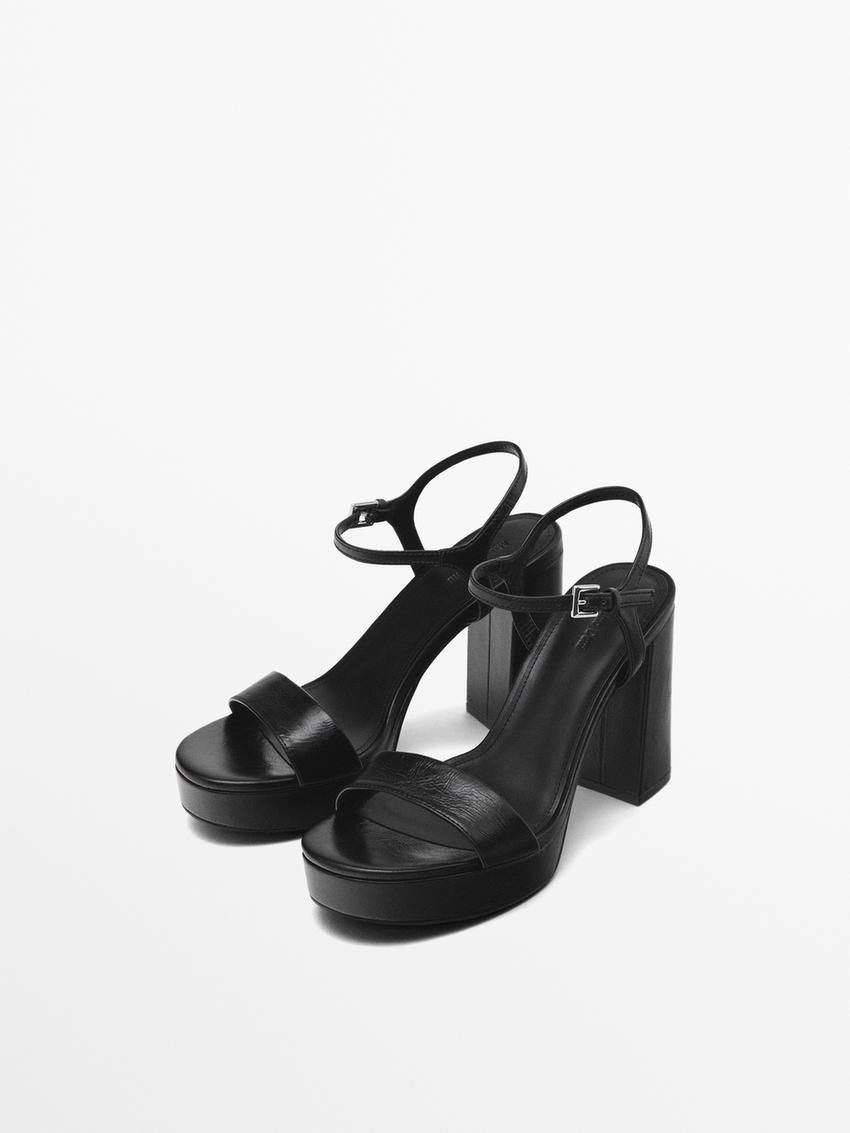 Massimo Dutti Platform Women Sandals Black | US-LS6982743