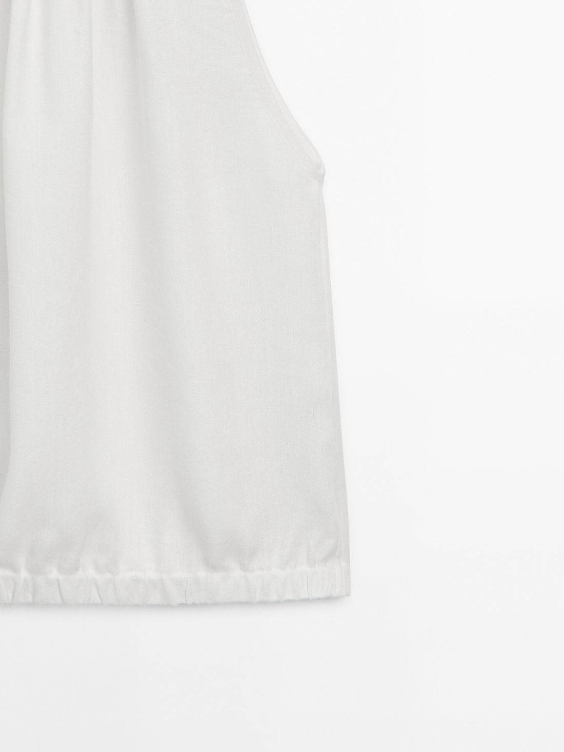 Massimo Dutti Pleated Halter With Elasticated Hem Women Top Cream | US-ST5864201
