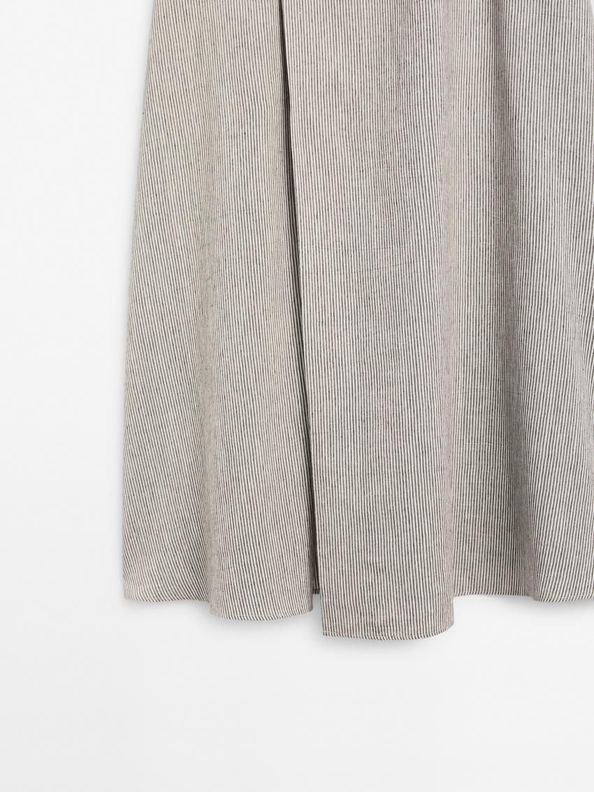 Massimo Dutti Pleated Midi Women Dress Cream | US-GW7426309