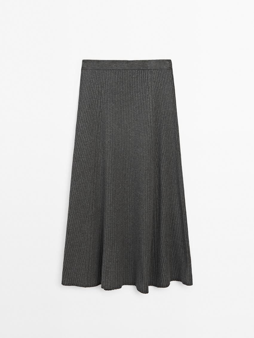 Massimo Dutti Pleated Midi Women Skirts Dark Grey | US-IM0716349
