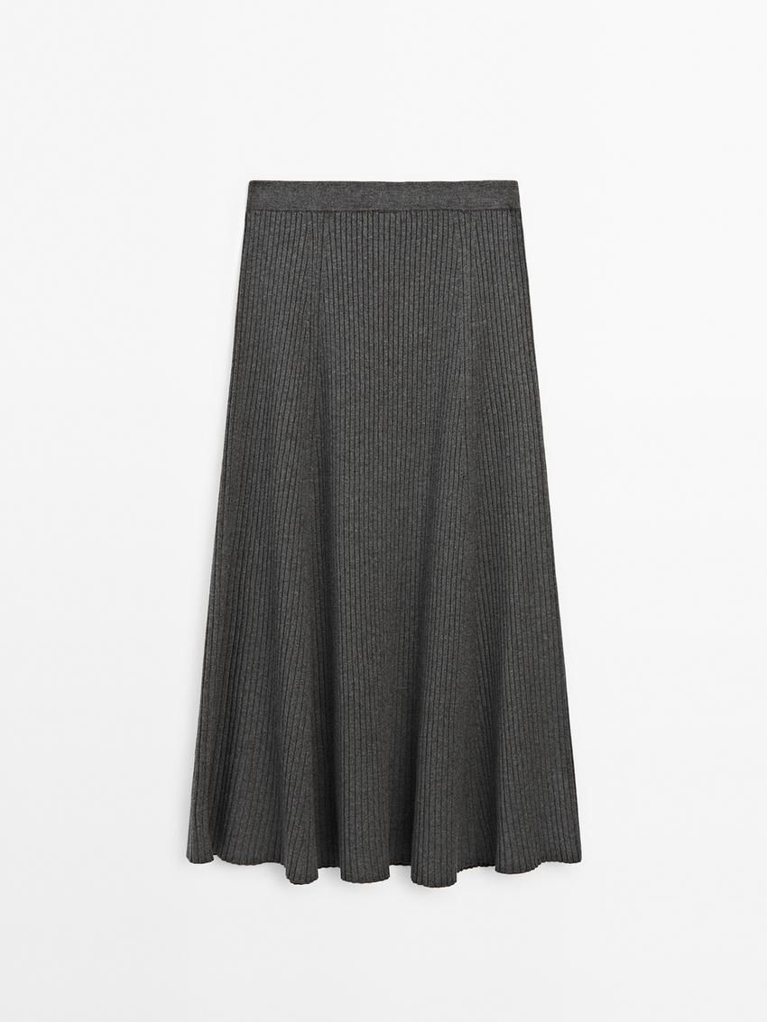 Massimo Dutti Pleated Midi Women Skirts Dark Grey | US-IM0716349