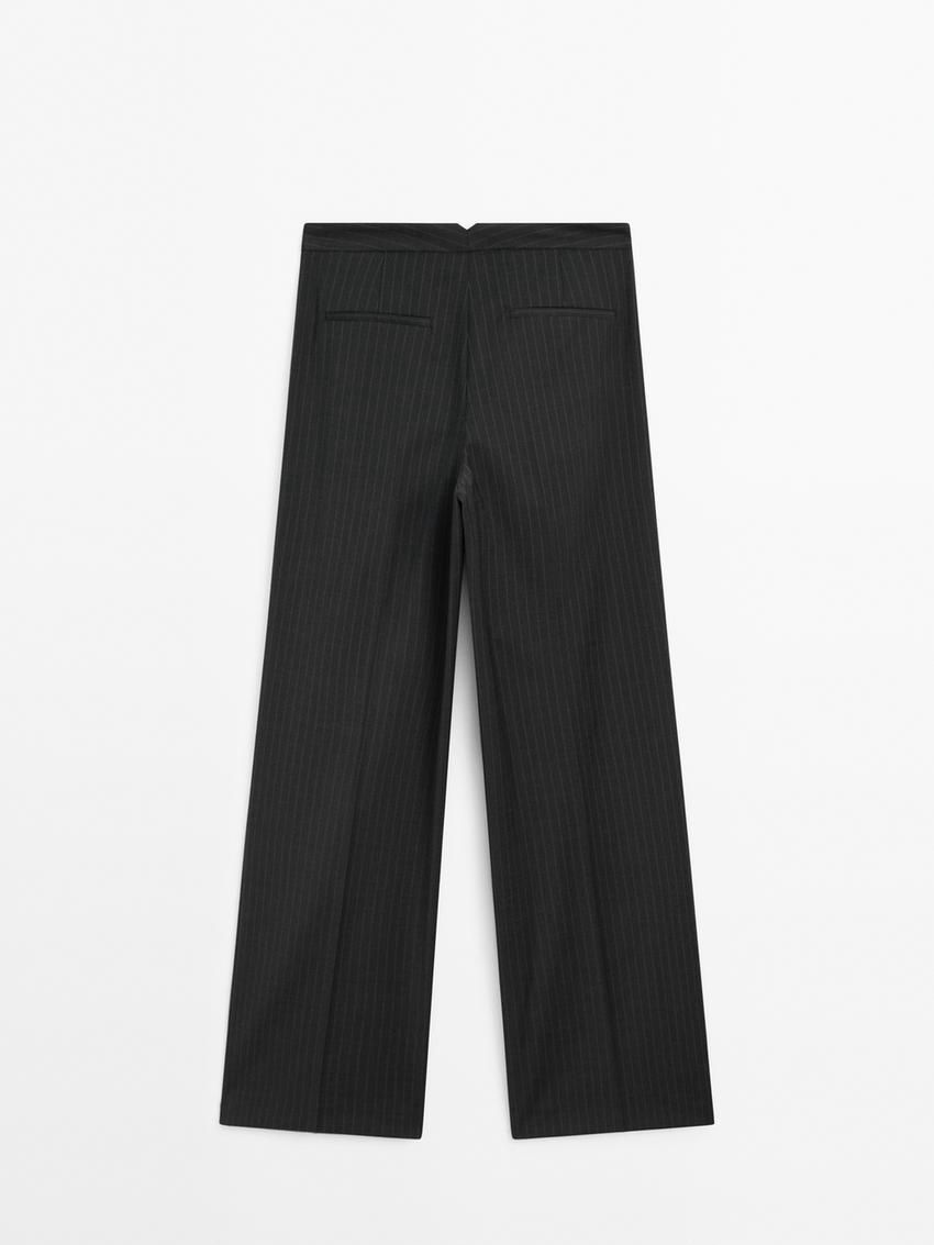 Massimo Dutti Pleated Pinstripe Women Trousers Dark Grey | US-MY6359801
