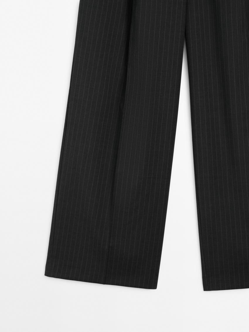 Massimo Dutti Pleated Pinstripe Women Trousers Dark Grey | US-MY6359801