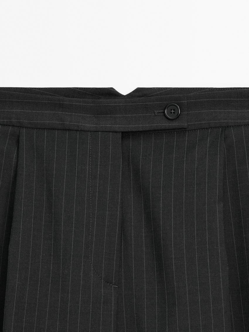 Massimo Dutti Pleated Pinstripe Women Trousers Dark Grey | US-MY6359801