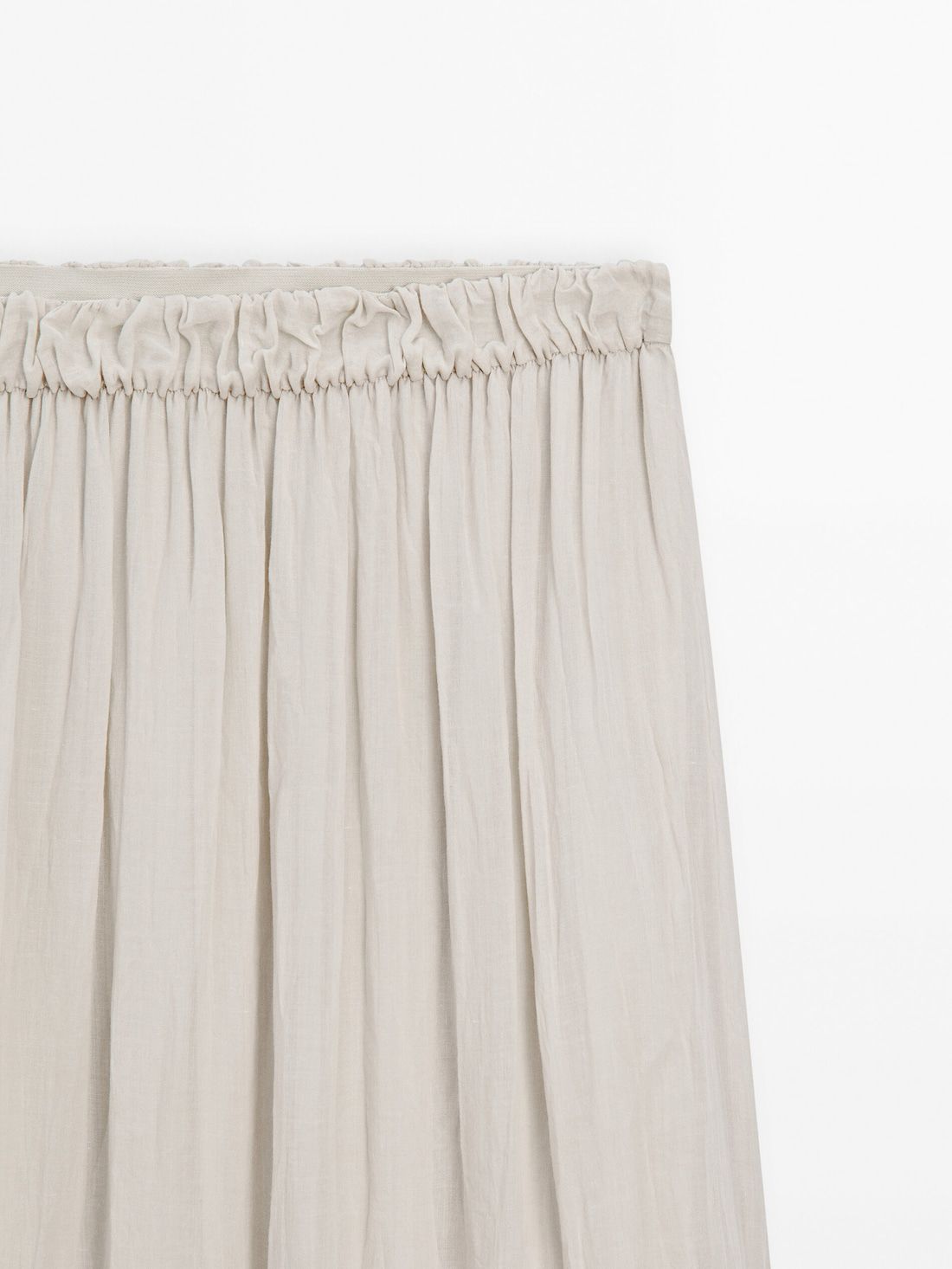 Massimo Dutti Pleated Ramie Blend Maxi Women Skirts Cream | US-YT7108423