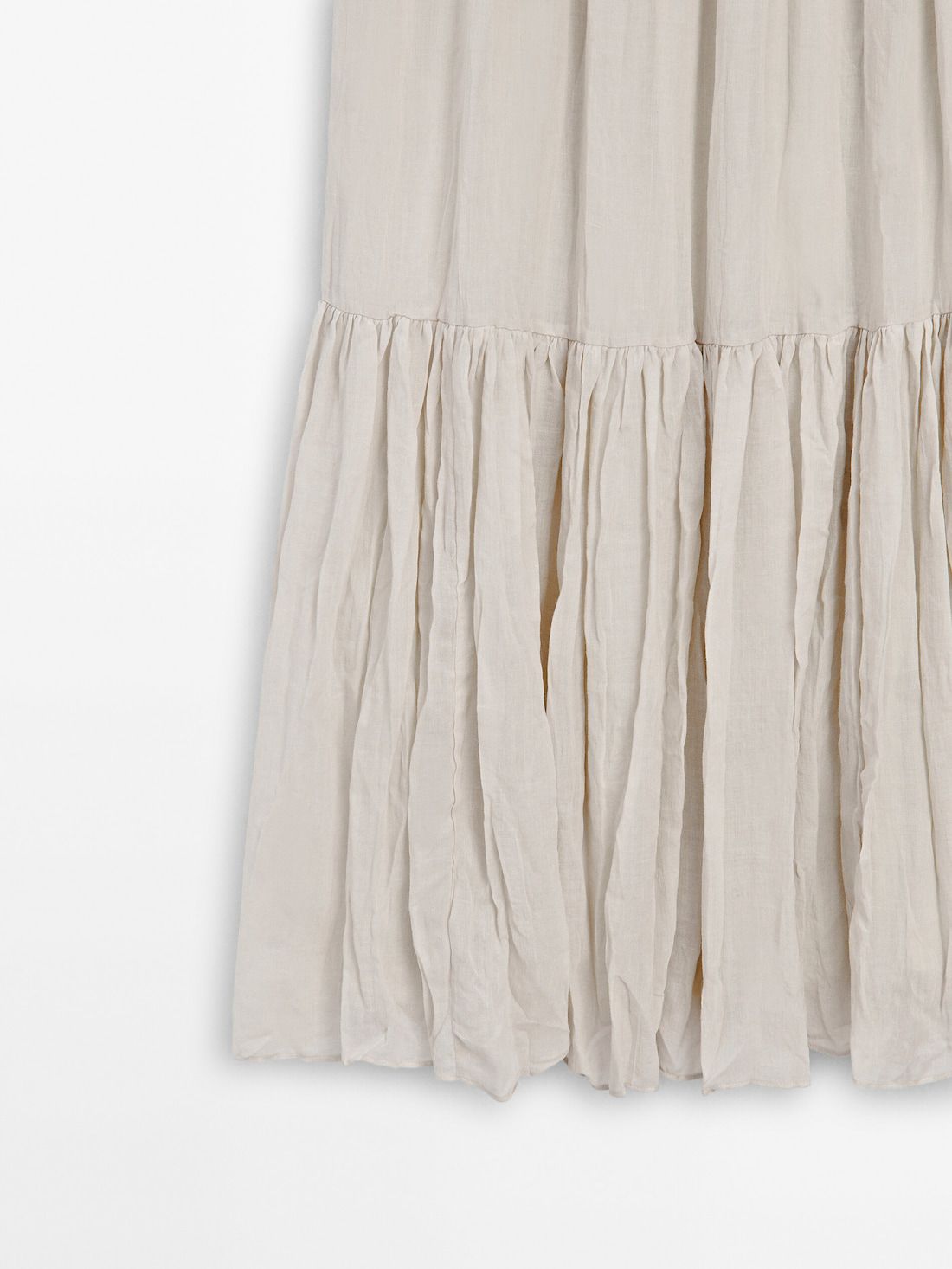 Massimo Dutti Pleated Ramie Blend Maxi Women Skirts Cream | US-YT7108423