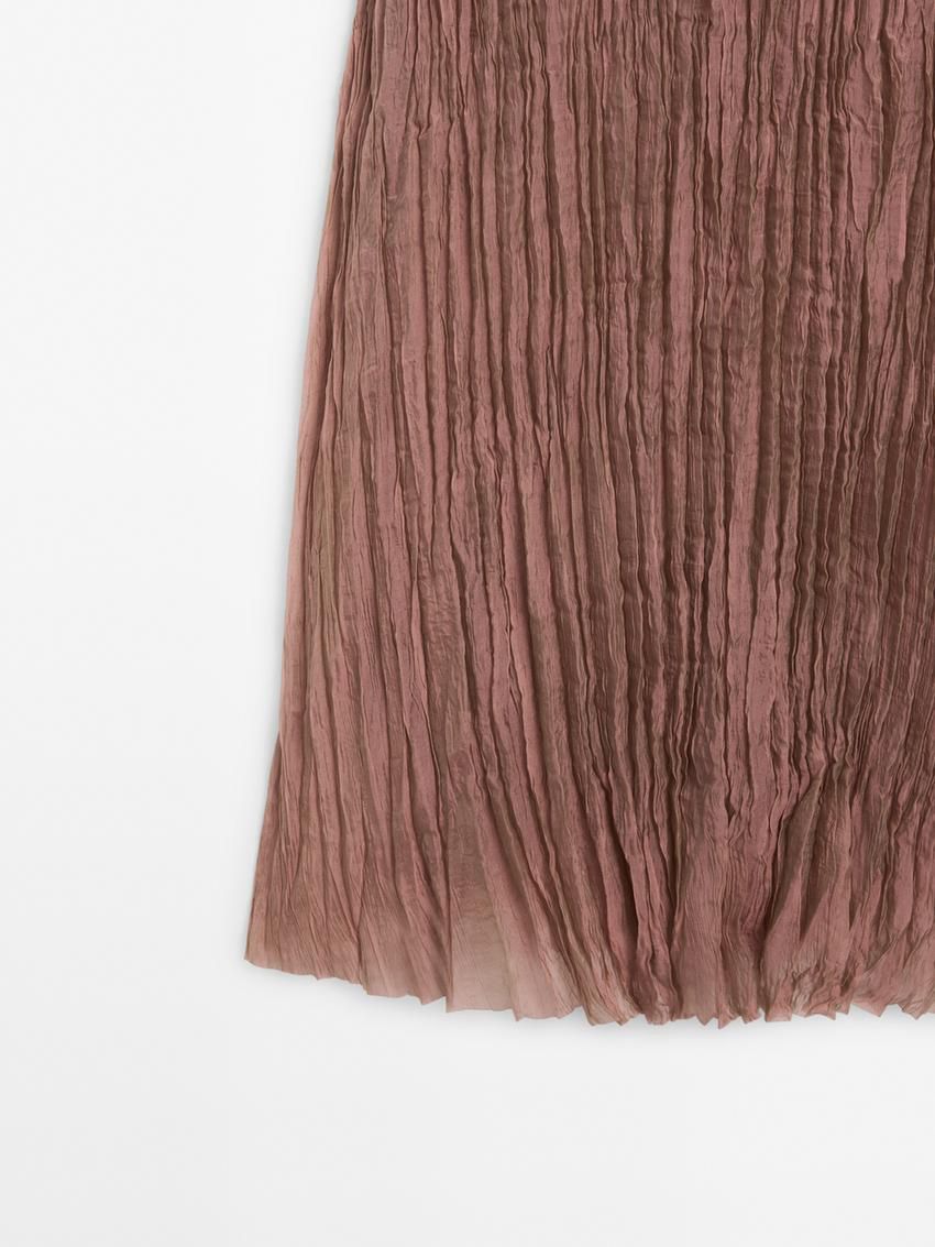 Massimo Dutti Pleated Strappy Midi Women Dress Pink | US-IO0572836