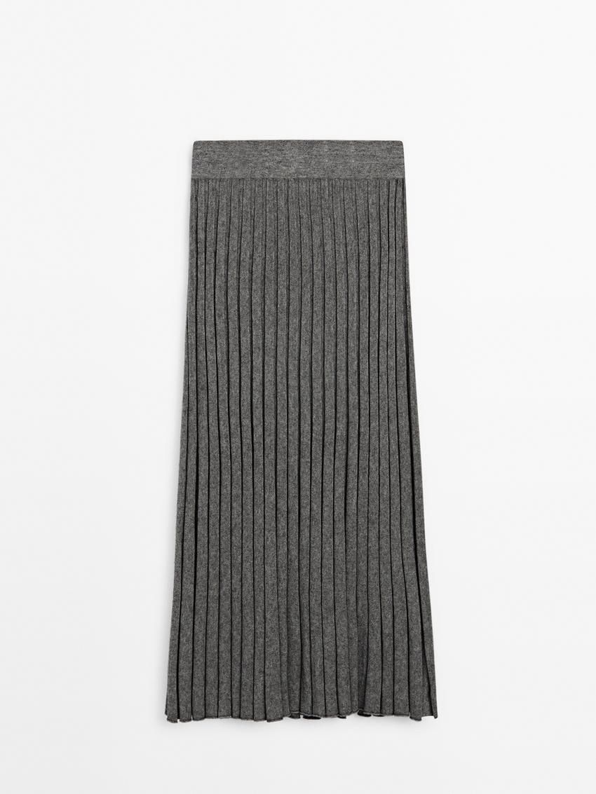 Massimo Dutti Pleated Wool Blend Women Skirts Dark Grey | US-BZ9841637