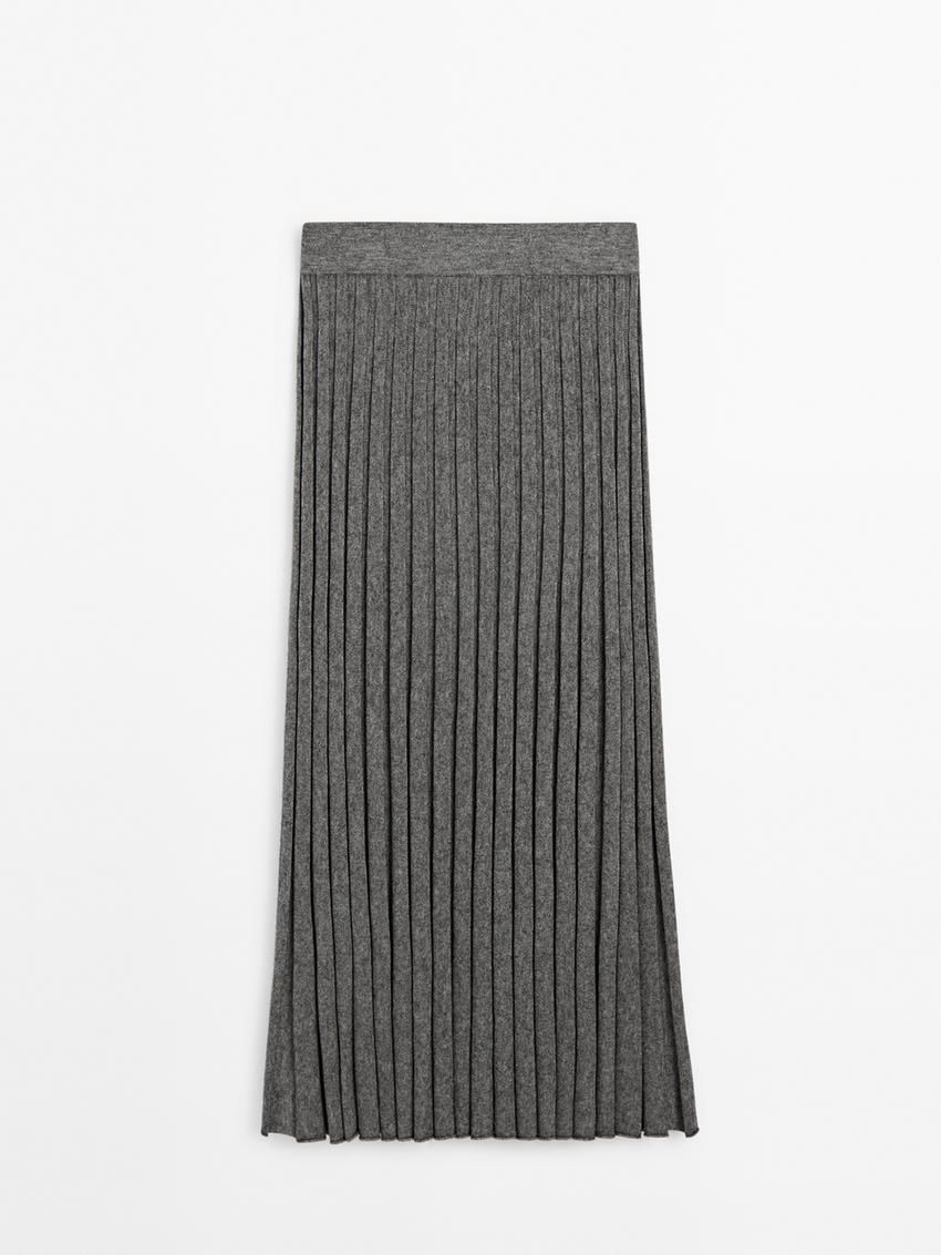 Massimo Dutti Pleated Wool Blend Women Skirts Dark Grey | US-BZ9841637