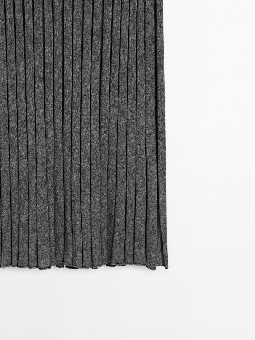 Massimo Dutti Pleated Wool Blend Women Skirts Dark Grey | US-BZ9841637