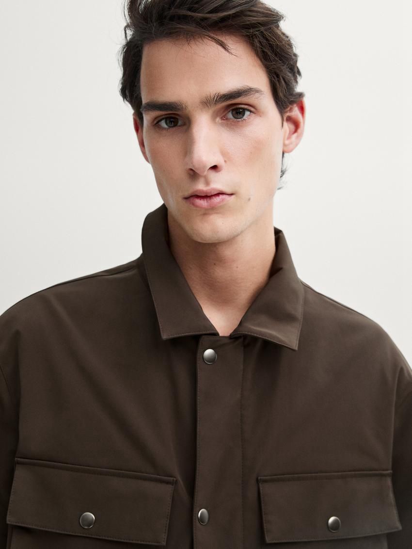 Massimo Dutti Pocket Details Men Jacket Dark Brown | US-BL8072365