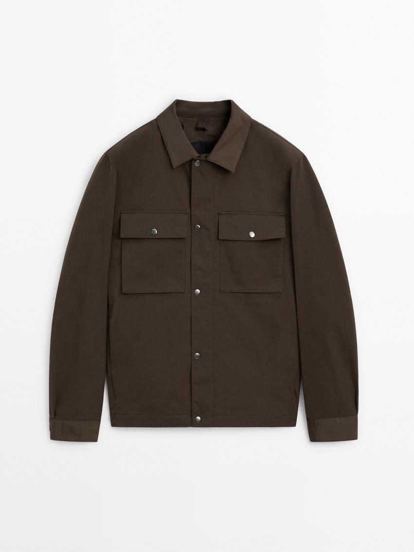 Massimo Dutti Pocket Details Men Jacket Dark Brown | US-BL8072365