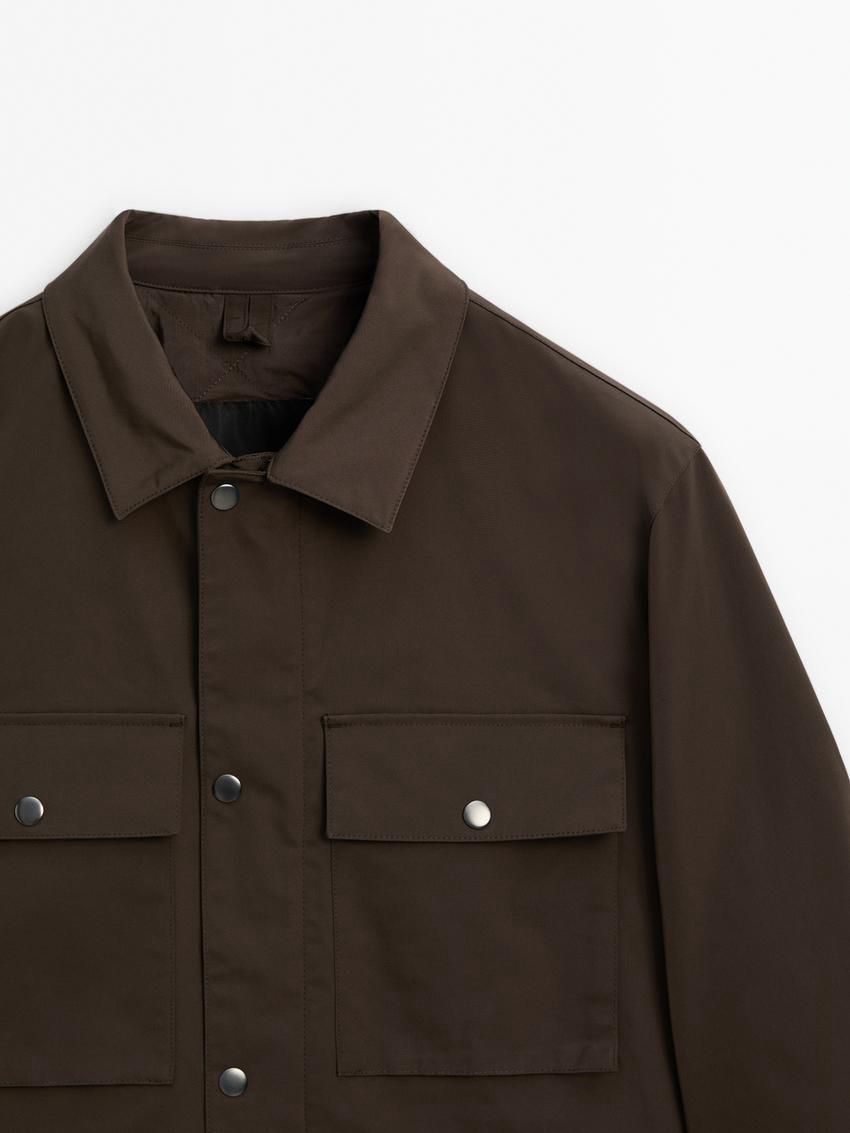 Massimo Dutti Pocket Details Men Jacket Dark Brown | US-BL8072365