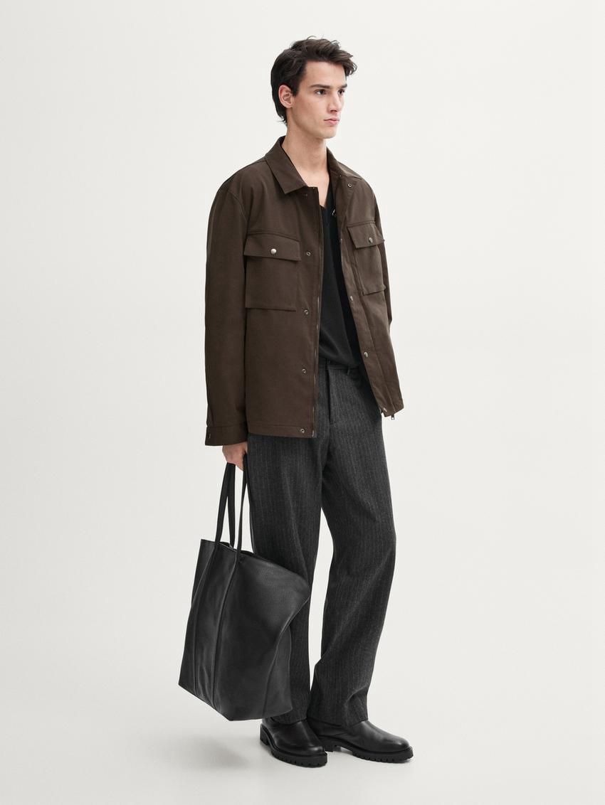 Massimo Dutti Pocket Details Men Jacket Dark Brown | US-BL8072365
