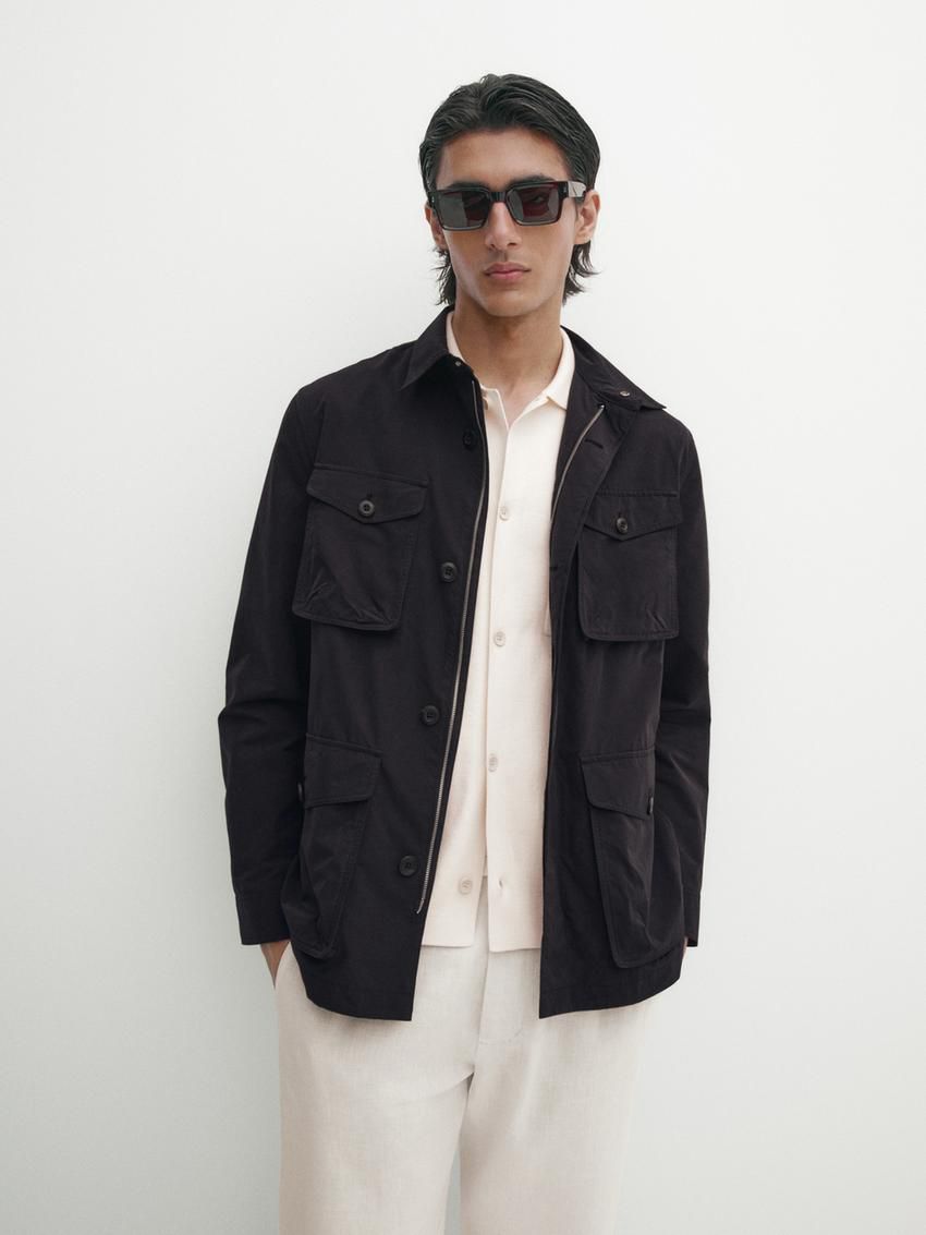Massimo Dutti Pocket Details Men Jacket Navy | US-OY2189357