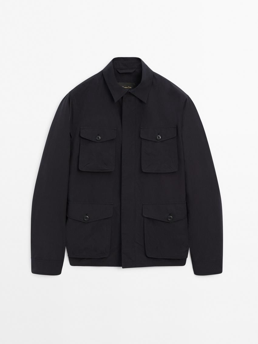 Massimo Dutti Pocket Details Men Jacket Navy | US-OY2189357