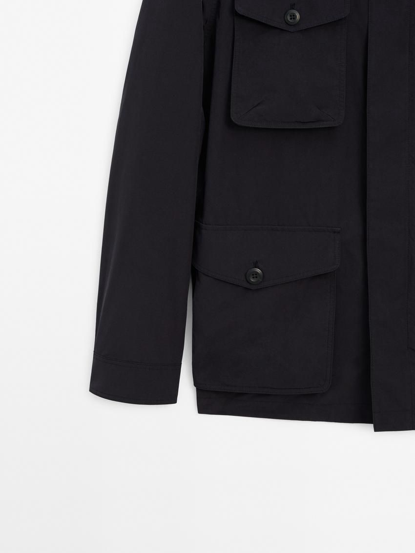 Massimo Dutti Pocket Details Men Jacket Navy | US-OY2189357