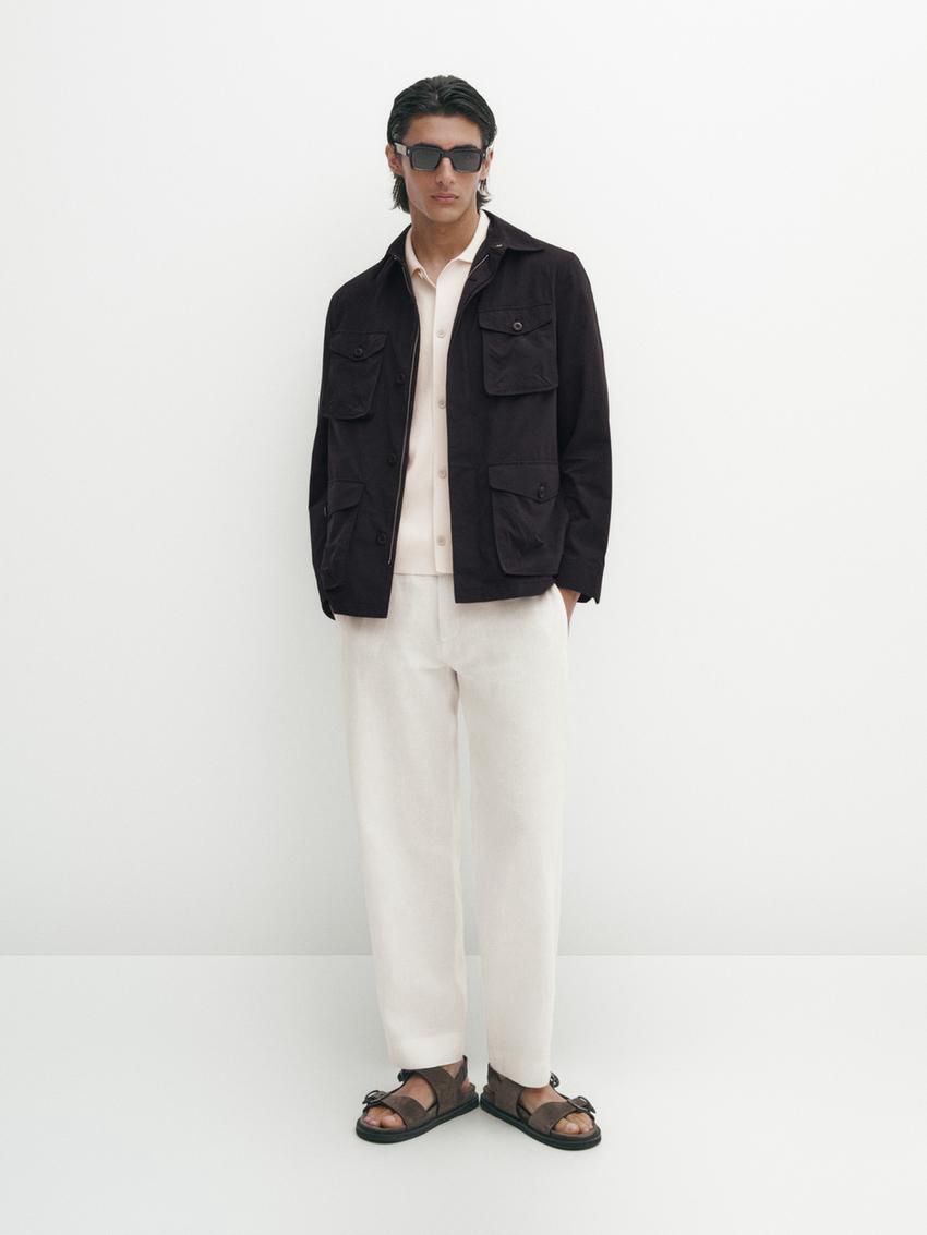 Massimo Dutti Pocket Details Men Jacket Navy | US-OY2189357