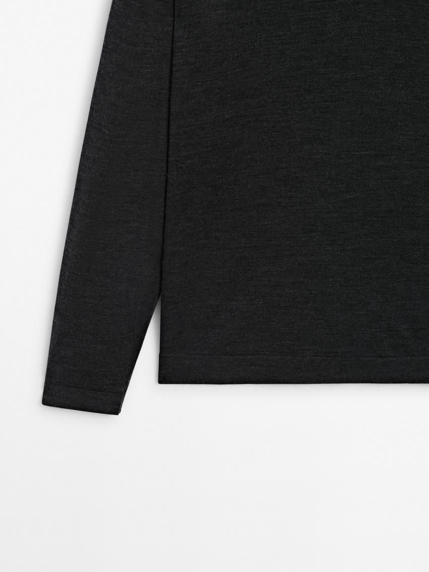 Massimo Dutti Polo Collar In Merino Wool Men Sweater Dark Grey | US-TY4568029
