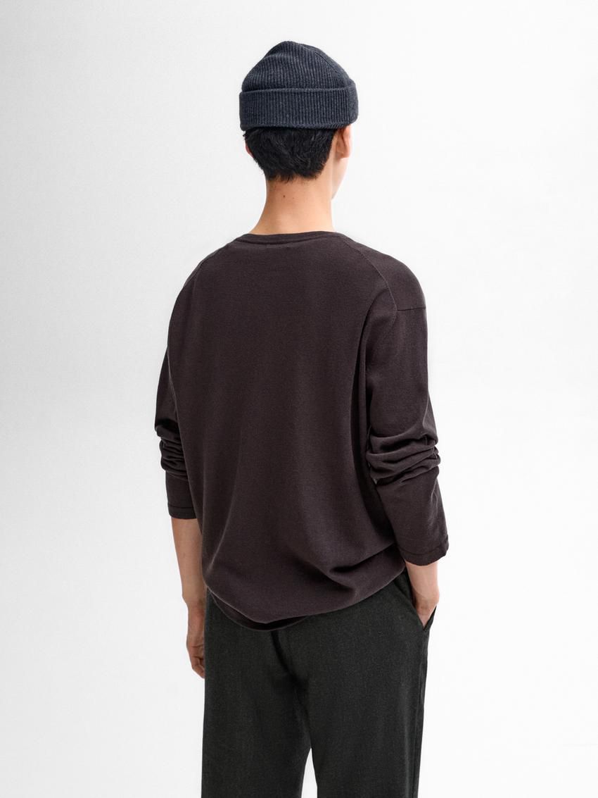 Massimo Dutti Polo Collar With Buttons Men Sweater Dark Grey | US-AR7640352