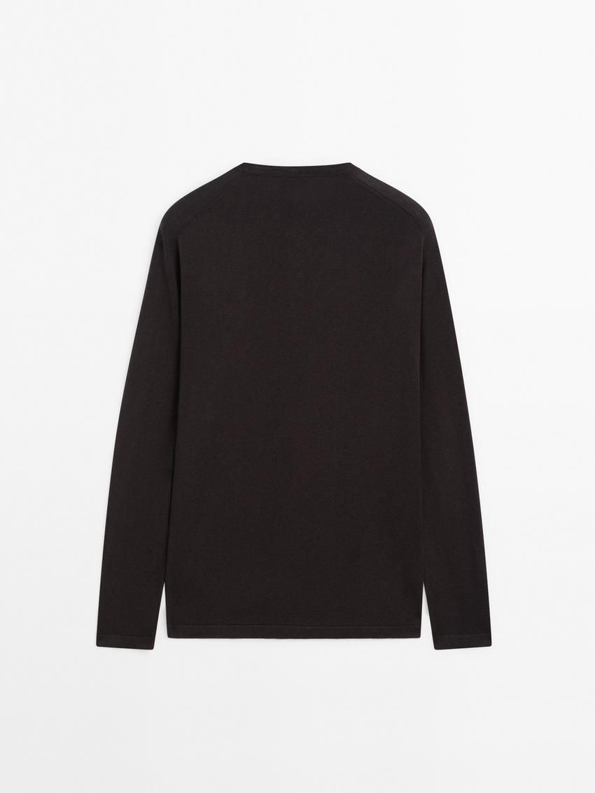 Massimo Dutti Polo Collar With Buttons Men Sweater Dark Grey | US-AR7640352