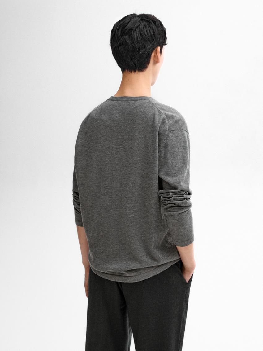 Massimo Dutti Polo Collar With Buttons Men Sweater Grey | US-HK7360284