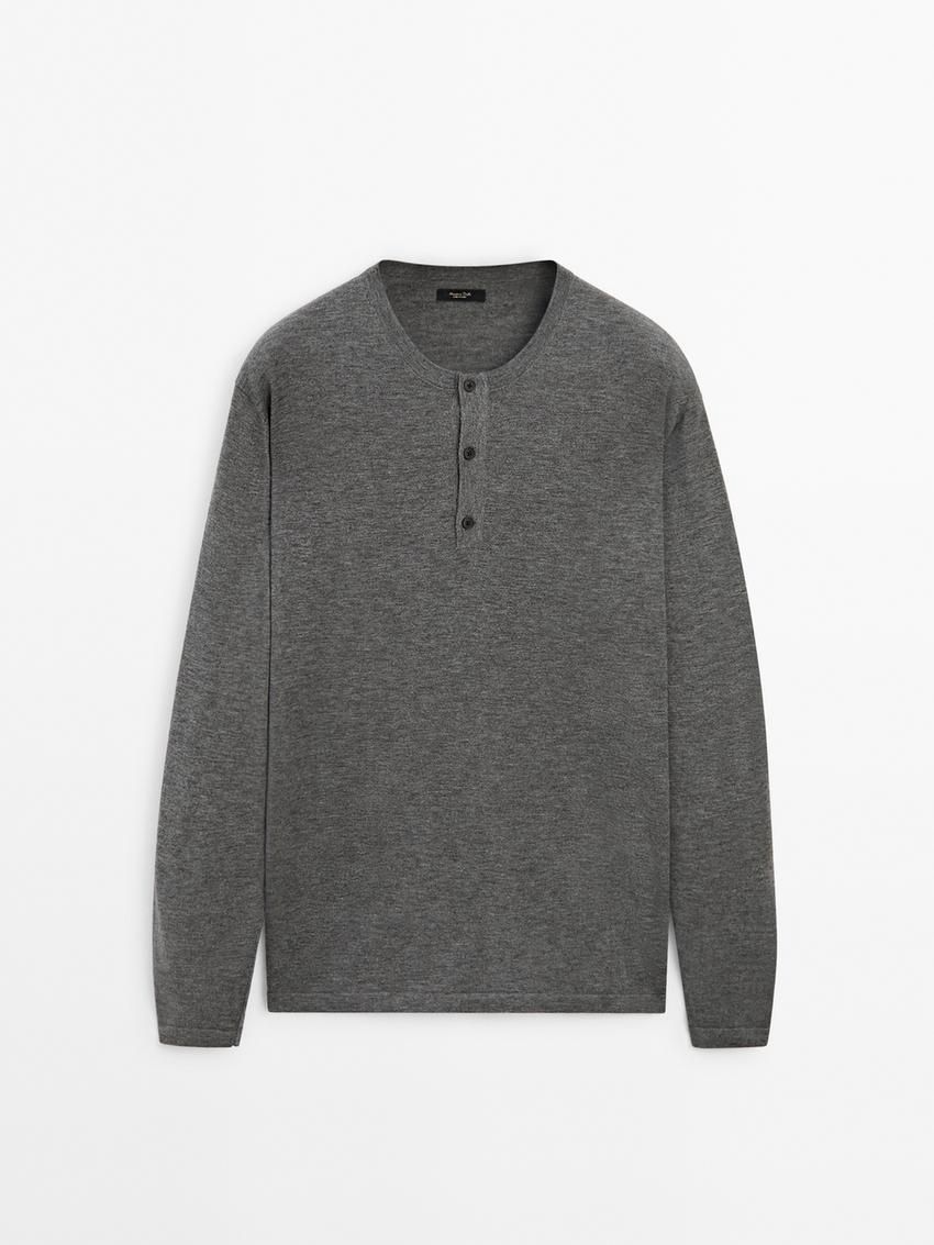 Massimo Dutti Polo Collar With Buttons Men Sweater Grey | US-HK7360284