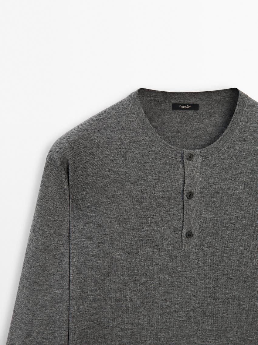 Massimo Dutti Polo Collar With Buttons Men Sweater Grey | US-HK7360284