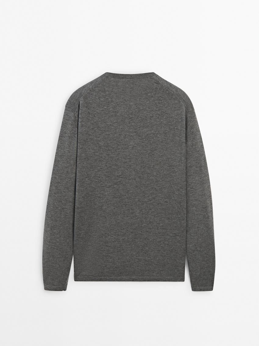 Massimo Dutti Polo Collar With Buttons Men Sweater Grey | US-HK7360284