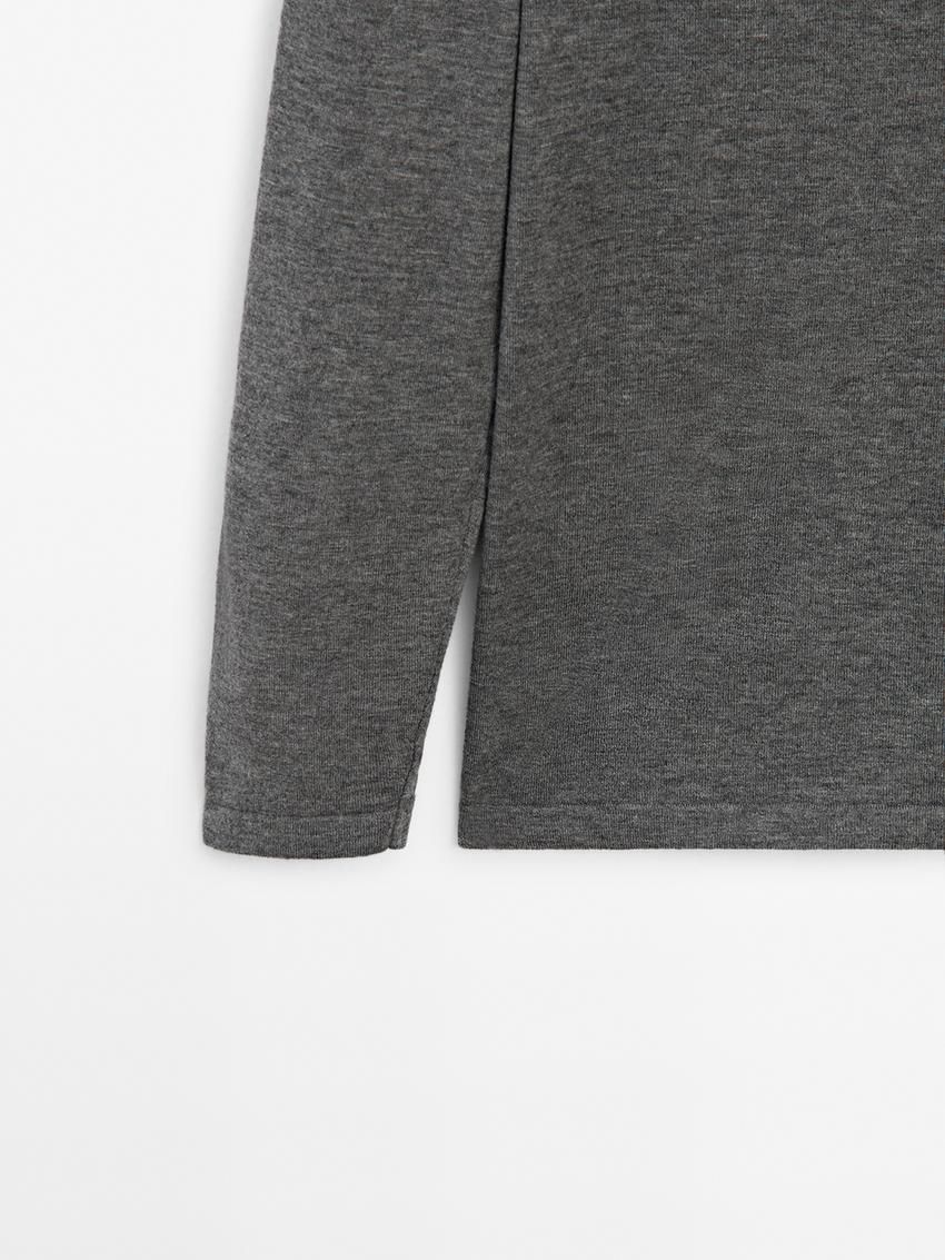 Massimo Dutti Polo Collar With Buttons Men Sweater Grey | US-HK7360284