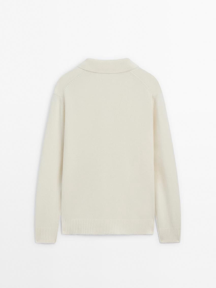 Massimo Dutti Polo Knit Wool Men Jumpers Cream | US-WN8320145