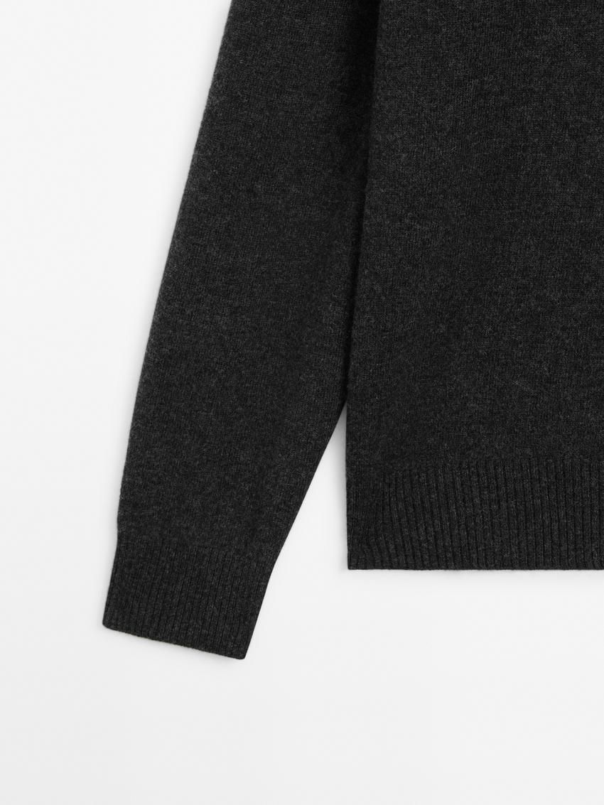 Massimo Dutti Polo Knit Wool Men Jumpers Dark Grey | US-HG2935718