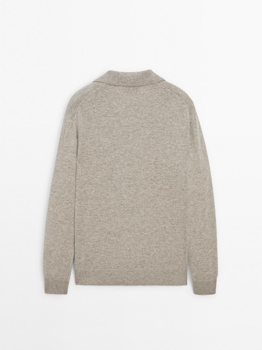 Massimo Dutti Polo Knit Wool Men Jumpers Grey | US-VE5089327