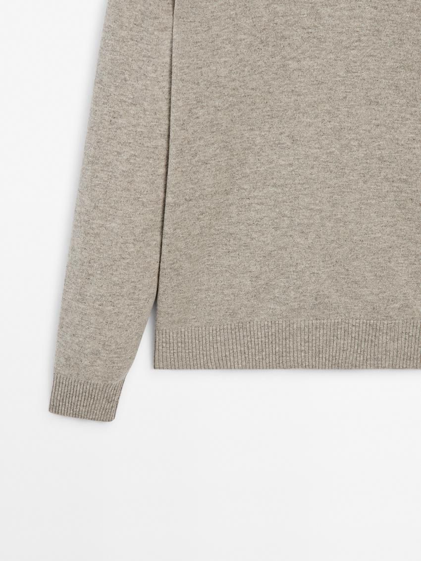 Massimo Dutti Polo Knit Wool Men Jumpers Grey | US-VE5089327