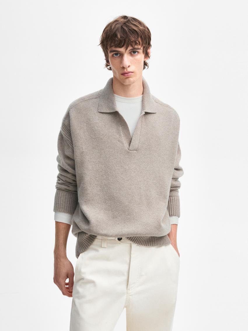 Massimo Dutti Polo Neck Cashmere Men Jumpers Brown Beige | US-PT1524397