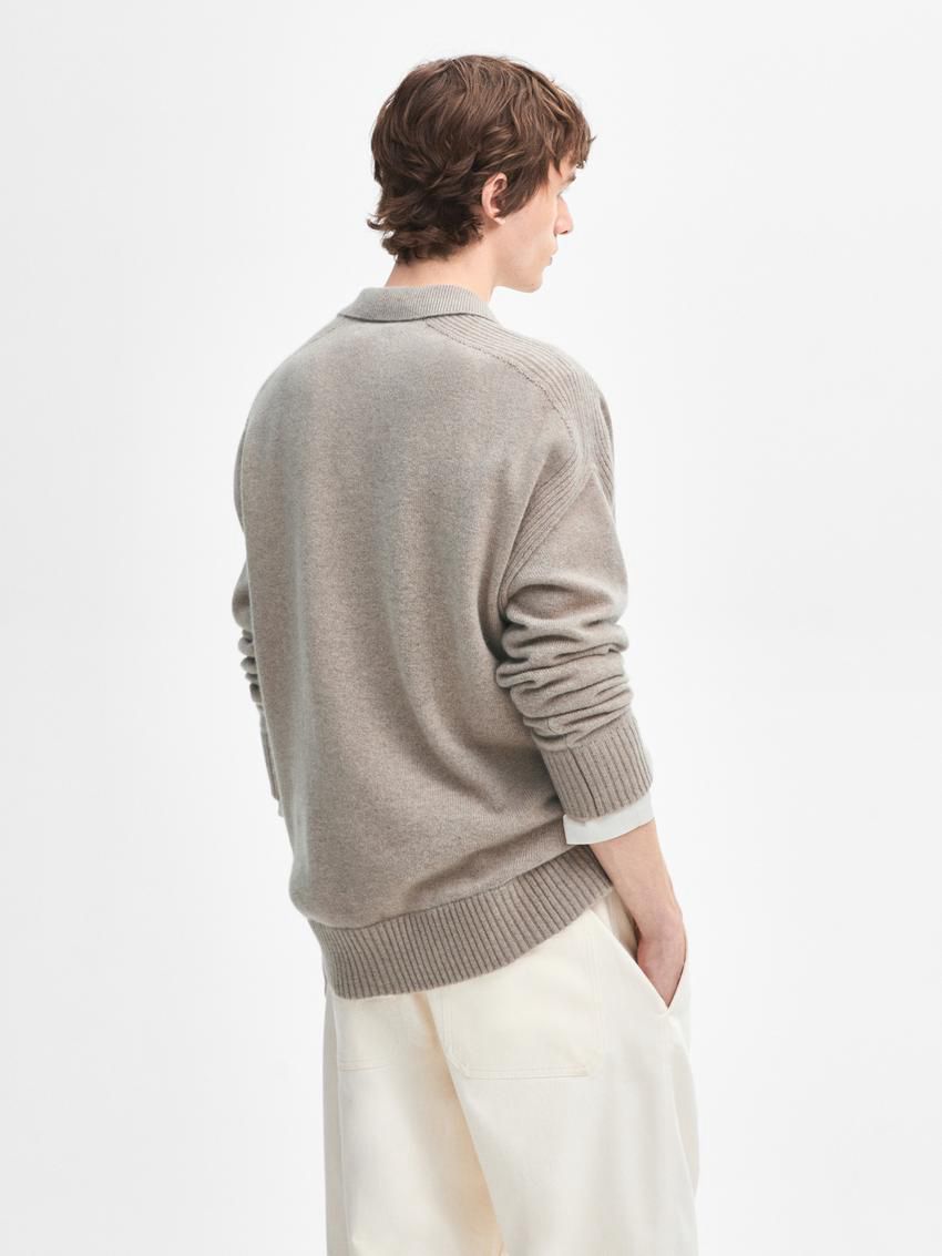 Massimo Dutti Polo Neck Cashmere Men Jumpers Brown Beige | US-PT1524397