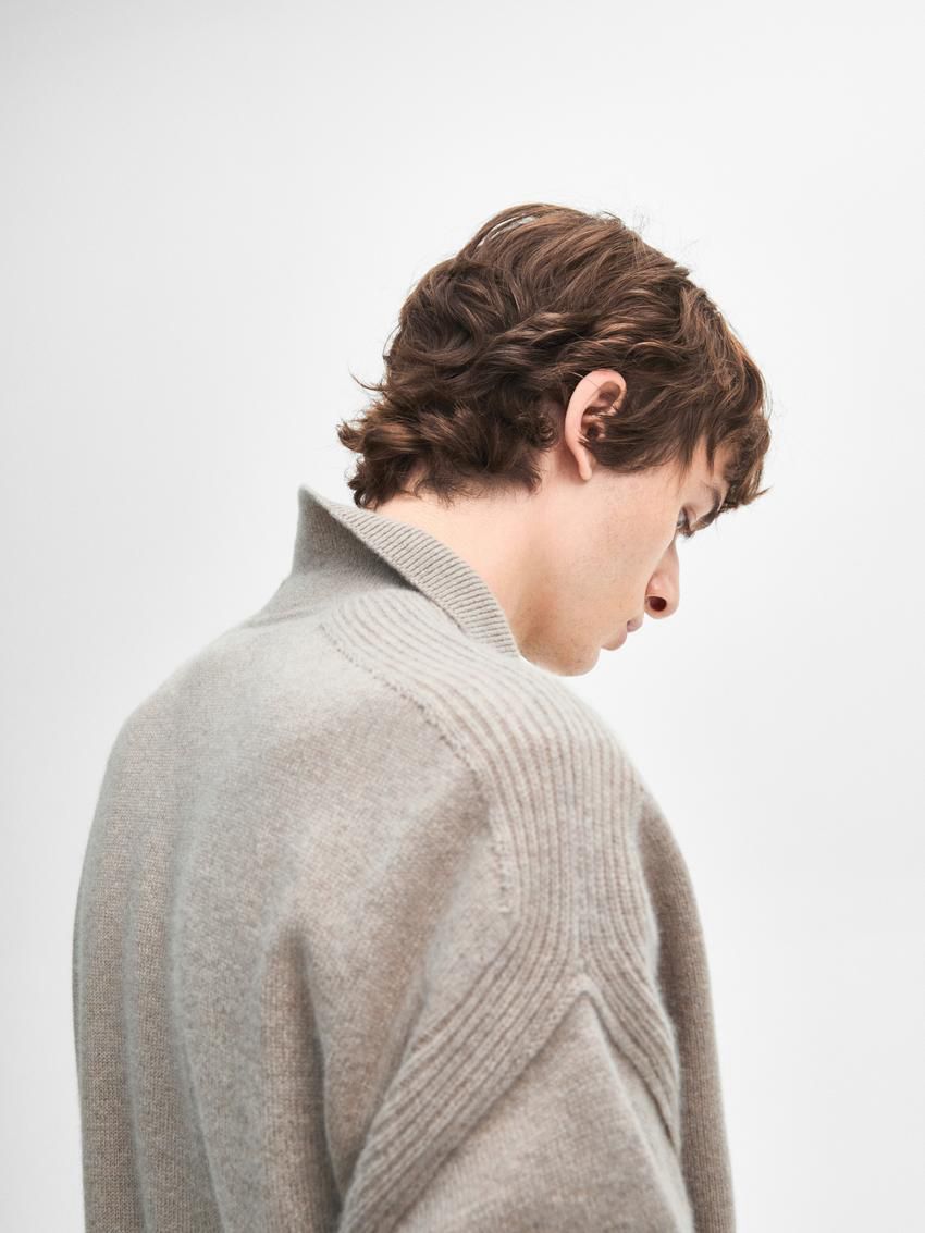 Massimo Dutti Polo Neck Cashmere Men Jumpers Brown Beige | US-PT1524397