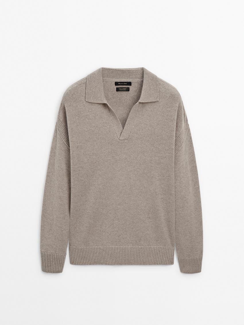 Massimo Dutti Polo Neck Cashmere Men Jumpers Brown Beige | US-PT1524397