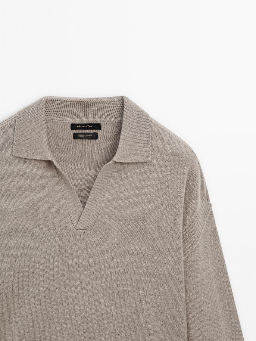 Massimo Dutti Polo Neck Cashmere Men Jumpers Brown Beige | US-PT1524397