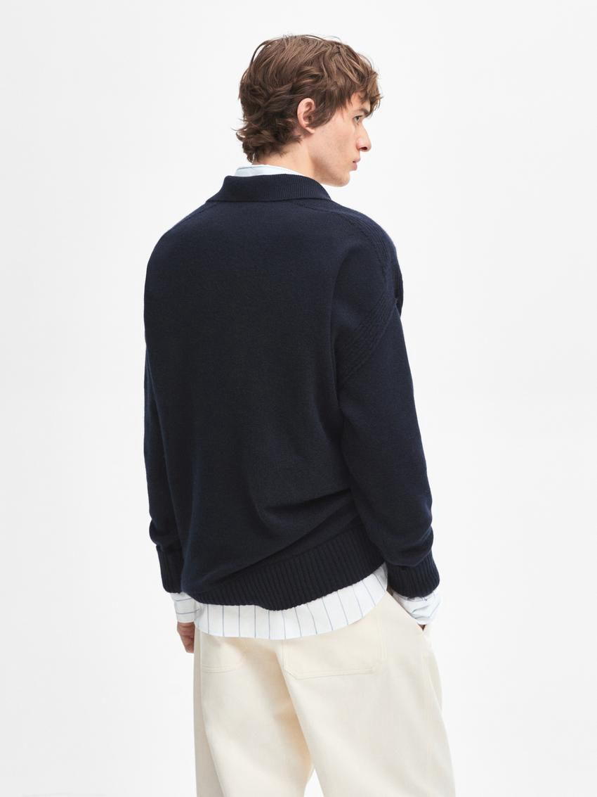 Massimo Dutti Polo Neck Cashmere Men Jumpers Navy | US-GD2568371