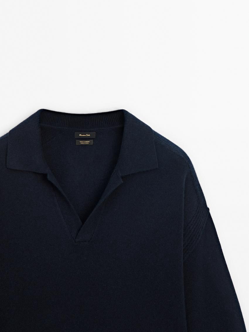 Massimo Dutti Polo Neck Cashmere Men Jumpers Navy | US-GD2568371