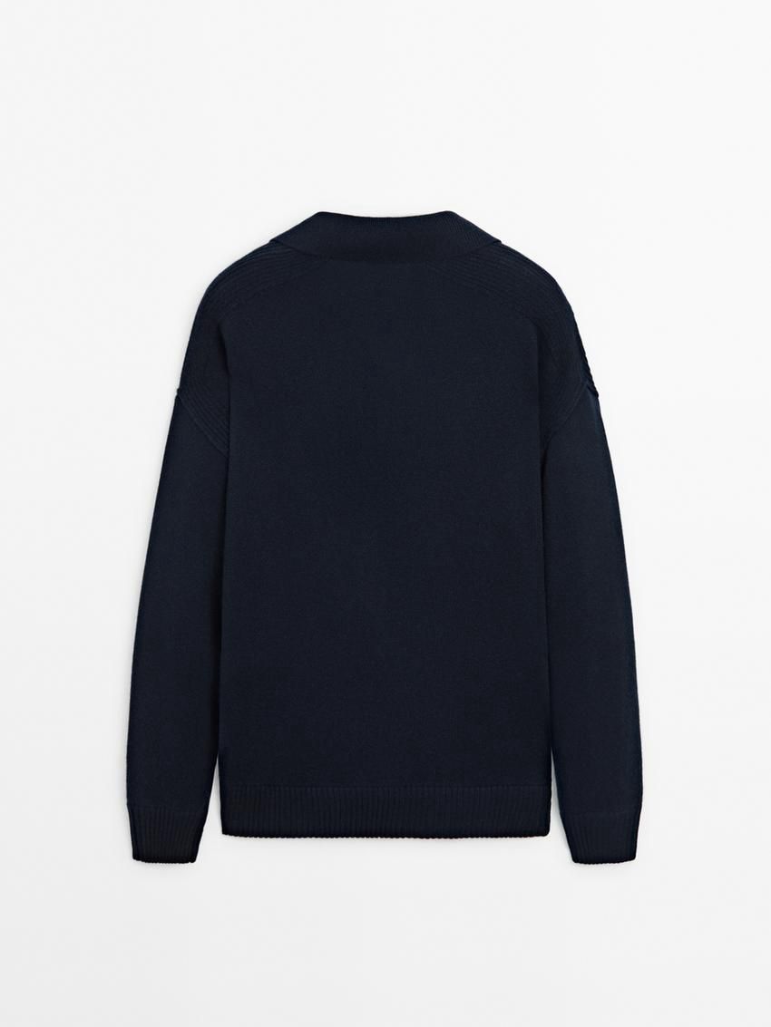 Massimo Dutti Polo Neck Cashmere Men Jumpers Navy | US-GD2568371