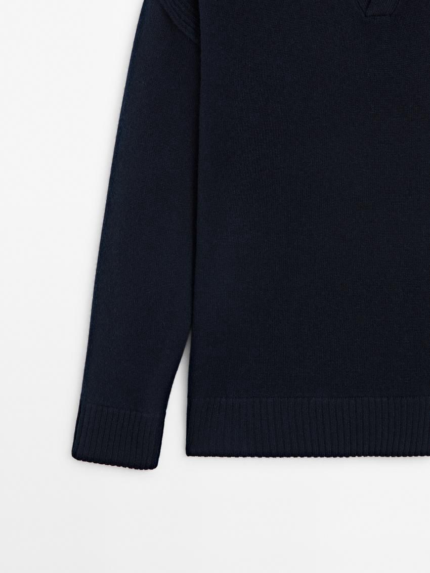 Massimo Dutti Polo Neck Cashmere Men Jumpers Navy | US-GD2568371