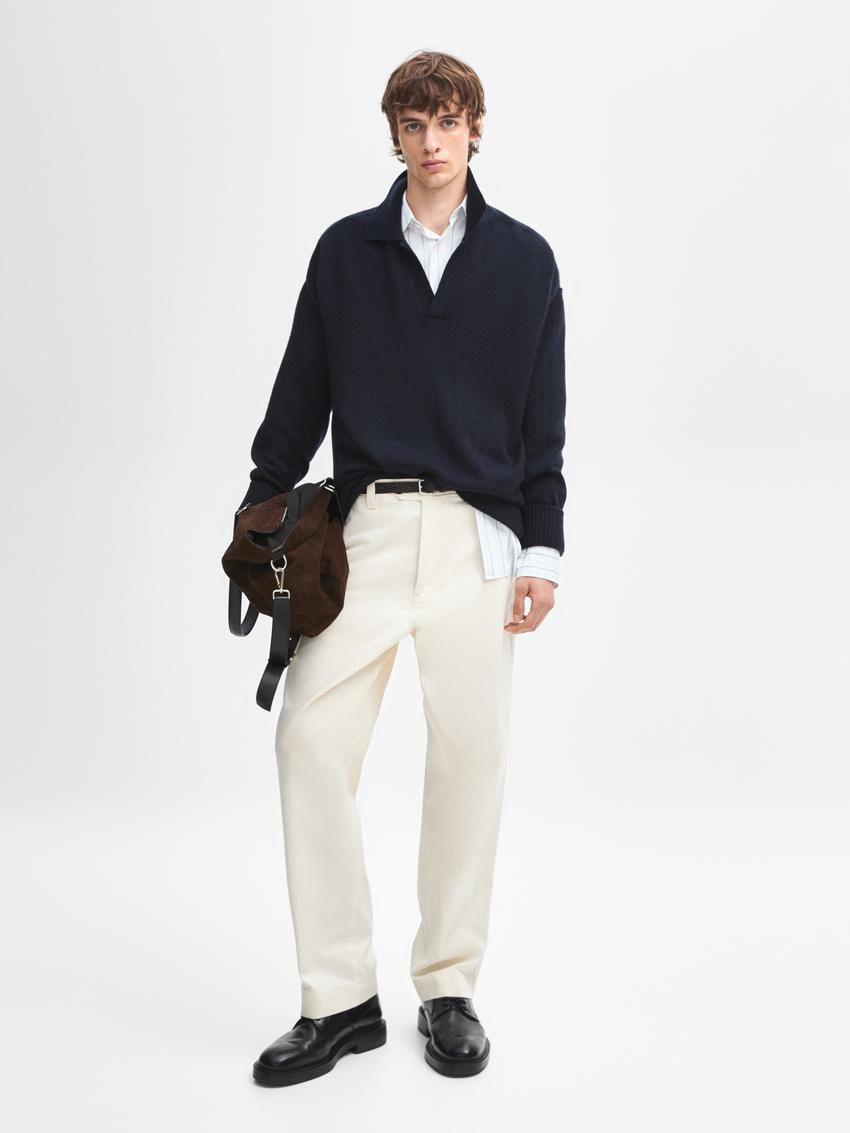 Massimo Dutti Polo Neck Cashmere Men Jumpers Navy | US-GD2568371